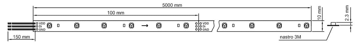 Strip SL72 24V 14,4W RGB Pixel IP65 5m